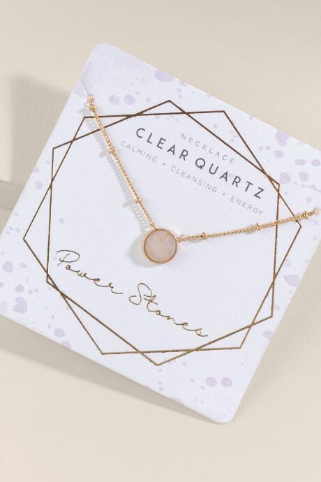 Francesca's Power Stone Semi-precious Pendant Necklace - Clear