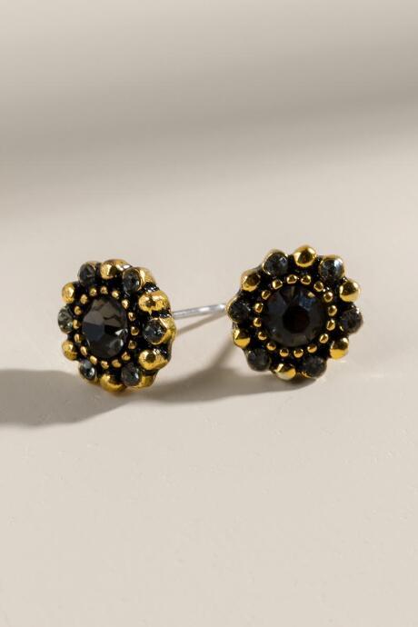 Francesca's Rebekah Faceted Stone Stud Earrings - Black