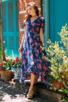 Francesca's Serena Floral Wrap Maxi Dress - Navy