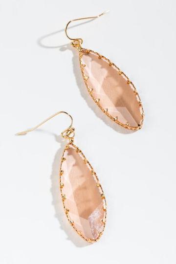 Francesca's Kiara Glass Stone Teardrop Earrings - Pink