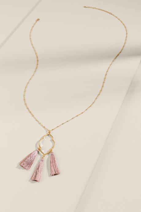 Francesca's Brittany Tassel Pendant Necklace In Mauve - Mauve