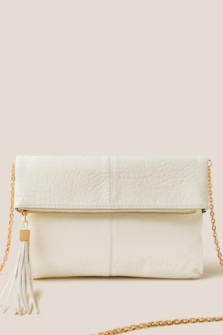 Francesca's Aspen Fold-over Clutch - White