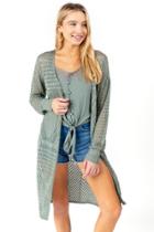 Francesca's Julianna Knit Crochet Duster - Olive