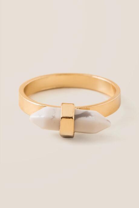 Francesca's Darlene Howlite Stone Dagger Ring - White