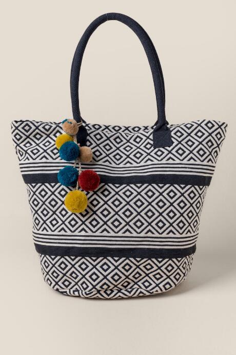 Francesca's Shyanne Diamond Tote - Black/white