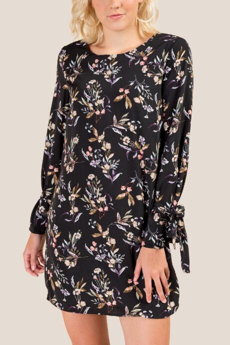 Francesca's Sydney Floral Shift Dress - Black