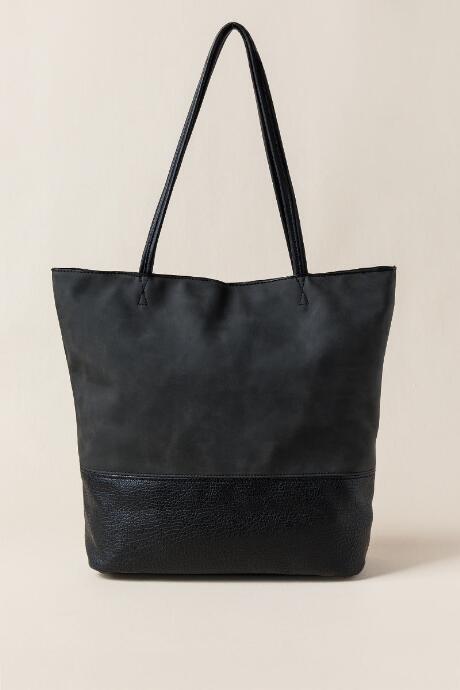 Francesca's Silvia Distressed Tote - Black