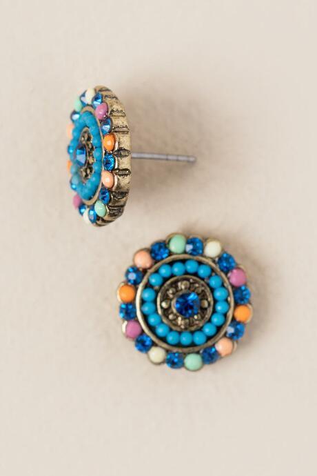 Francesca's Solvei Circle Bead Stud Earring In Multi - Multi