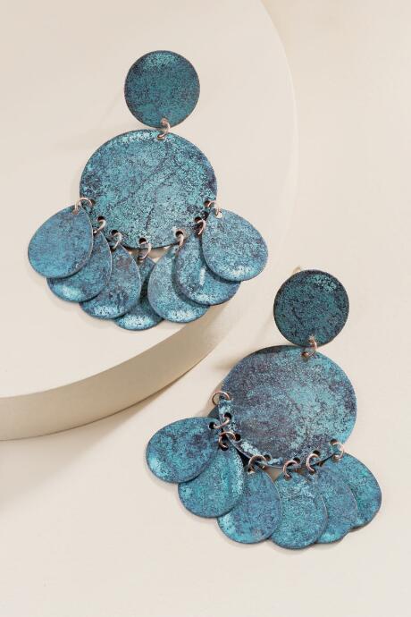 Francesca's Taylor Patina Statement Earrings - Turquoise
