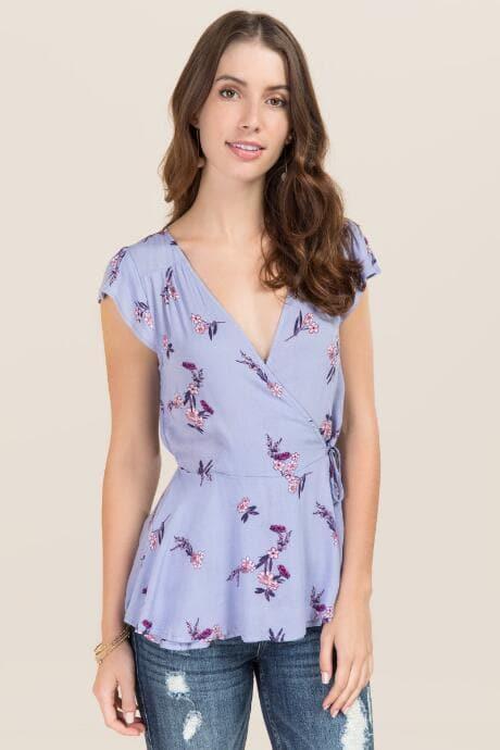 Mark Edwards Apparel Emilie Floral Wrap Blouse - Lavender