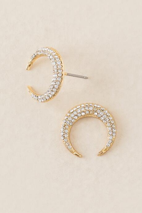 Francesca's Horn Crystal Stud Earring - Crystal