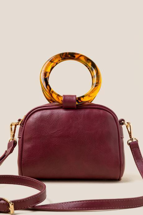 Francesca's Raquel Tortoise Ring Crossbody - Purple