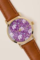 Francesca's Nixie Folk Tales Floral Elephant Watch - Brown