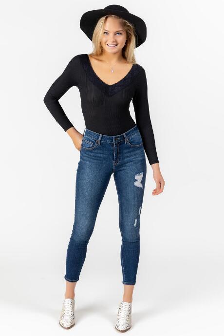 Francesca's Kera Distressed Skinny Jeans - Medium Wash