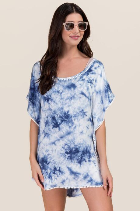 Francescas Cali Tie Dye Scoop Back Cover-up - Blue