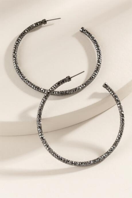 Francesca's Valentina Glitzy Hoop Earrings - Hematite