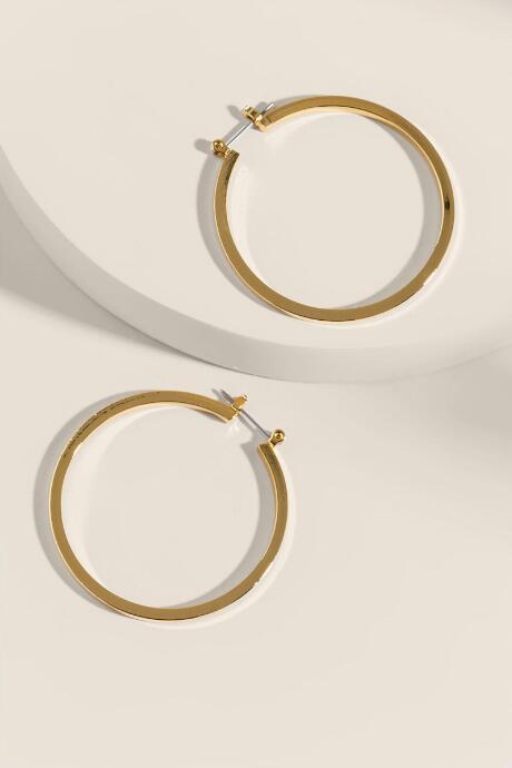 Francesca's Hannah Flat Hoop Earrings - Gold