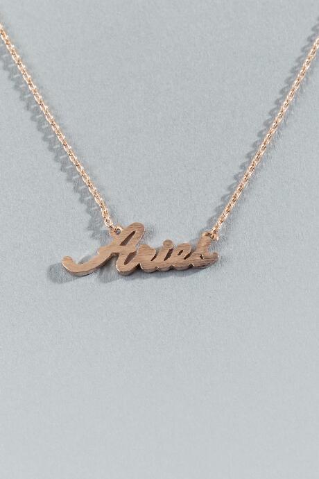 Francesca's Aries Zodiac Script Pendant In Rose Gold - Rose/gold