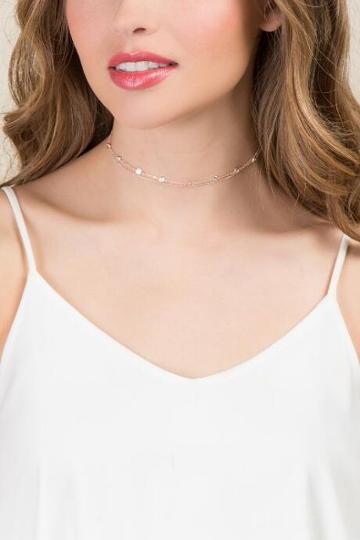 Francesca Inchess Liberty Crystal Station Choker In Rose Gold - Rose/gold