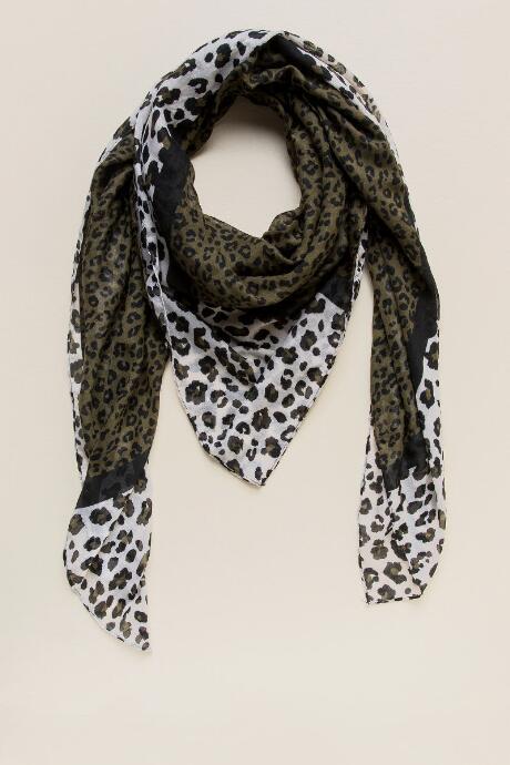 Francesca's Bronte Cheetah Print Scarf - Dark Olive