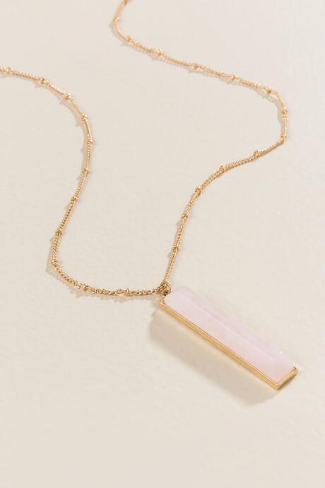 Francesca Inchess Lilyanna Rose Quartz Bar Pendant - Pale Pink