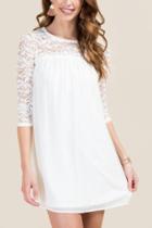 Francesca's Kiah Lace Pom Trim Shift Dress - Ivory