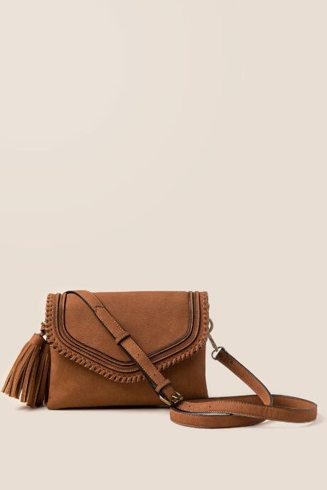 Francesca's Martina Whipstitch Crossbody - Cognac