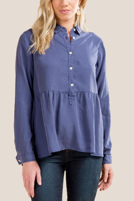 Francesca Inchess Isabelle Peplum Button Down - Indigo