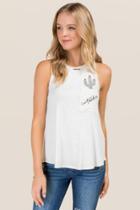 Alya Wild At Heart Cut Out Graphic Tee - Heather Oat