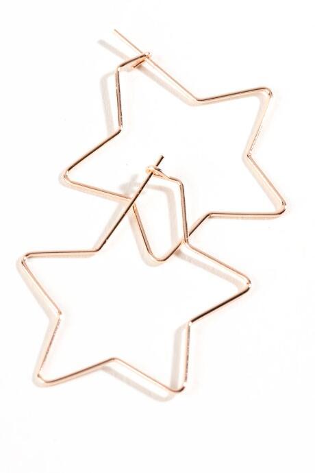 Francesca's Star Hoop Earrings - Rose/gold
