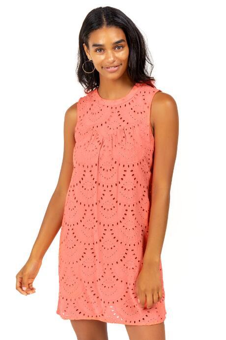 Francesca Inchess Paula Lace Shift Dress - Coral