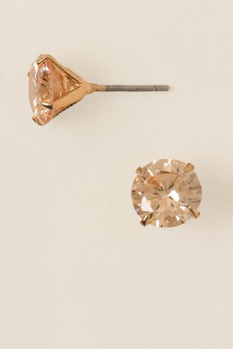 Francesca's Chloe Cubic Zirconia Stud In Champagne - Crisp Champagne