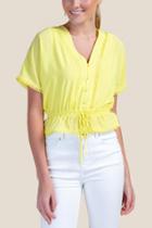 Francesca's Whitney Neon Peplum Blouse - Lemon