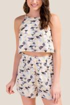 Francesca's Keely Geometric Crop Top - Ivory