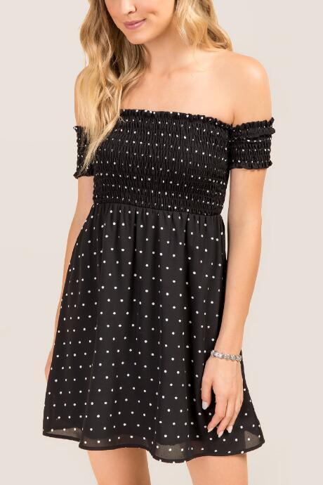 Francesca Inchess Laila Smocked Waist Dress - Black
