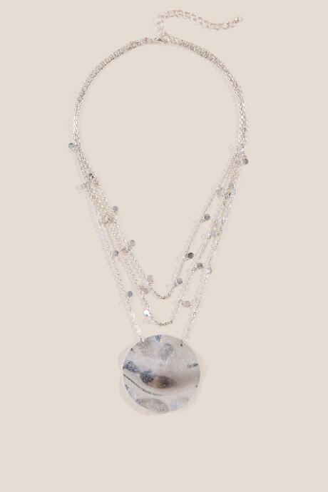 Francesca's Polly Layered Circle Pendant Necklace - Silver