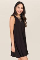 Francesca's Hensley Bar Shift Dress - Black