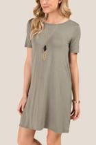 Francesca's Tova Open Bow Back Knit Dress - Dark Olive