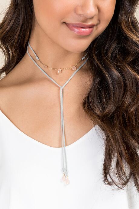 Francesca's Camille Suede Wrap Choker - Pale Pink