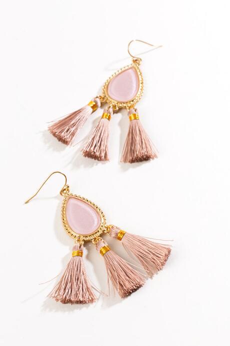 Francesca's Alexia Tassel Drop Earrings - Rose