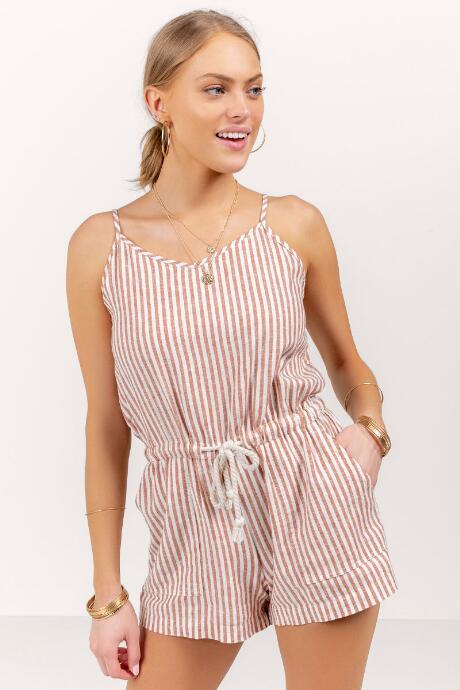 Francesca Inchess Rose Striped Romper - Rose
