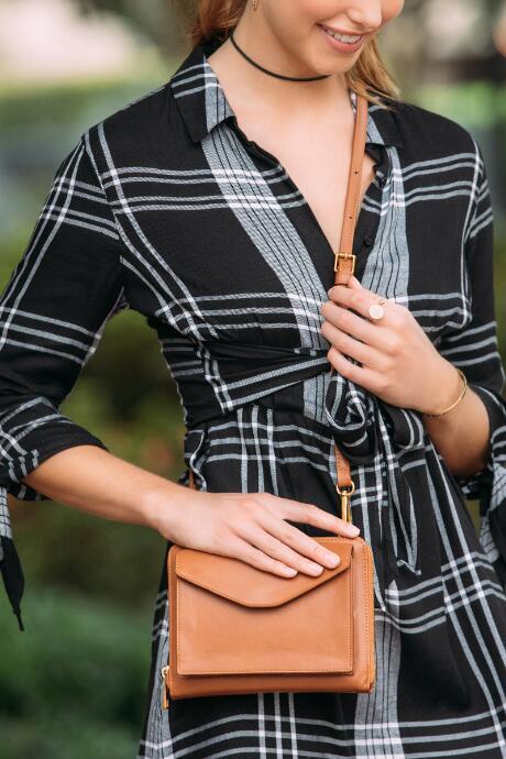 Francesca's Ellington Front Pocket Crossbody - Cognac