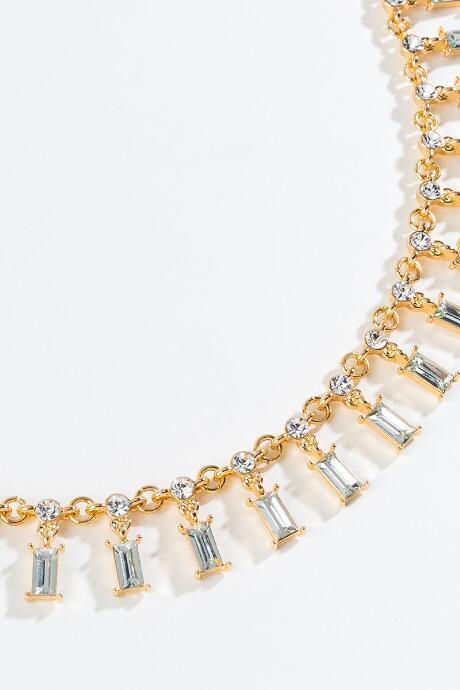 Francesca's Tamra Baguette Statement Necklace - Crystal