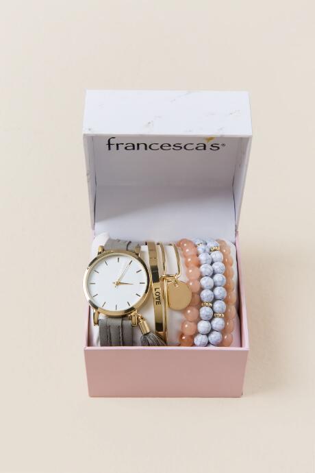 Francesca's Helsa Watch Box Set - Gray