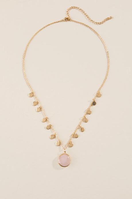 Francesca's Brianna Circle Pendant Necklace - Pale Pink