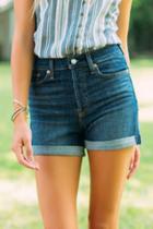 Francesca's Levi's High Rise Cuffed Shorts In Wedgie From The Block - Dark