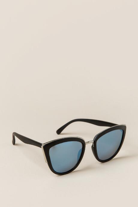 Francesca's Zoe Mirrored Cat Eye Sunglasses - Blue