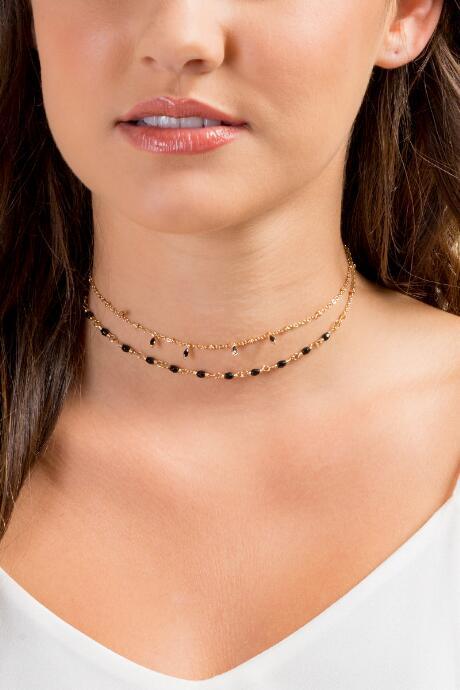 Francesca's Valeria Choker Set In Black - Black