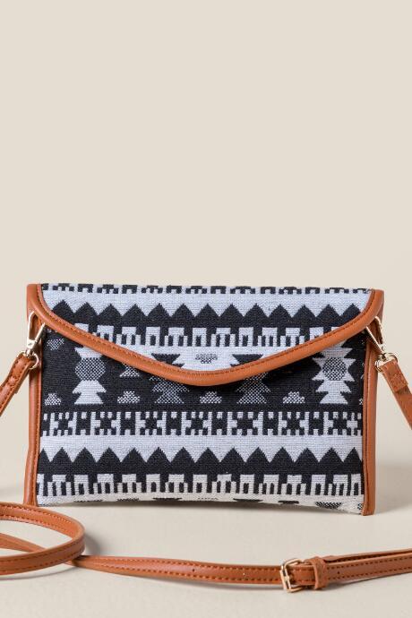 Francesca's Monica Tapestry Envelope Clutch - Black/white