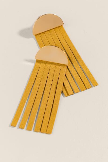 Francesca's Carrie Leather Tassel Earrings - Mustard
